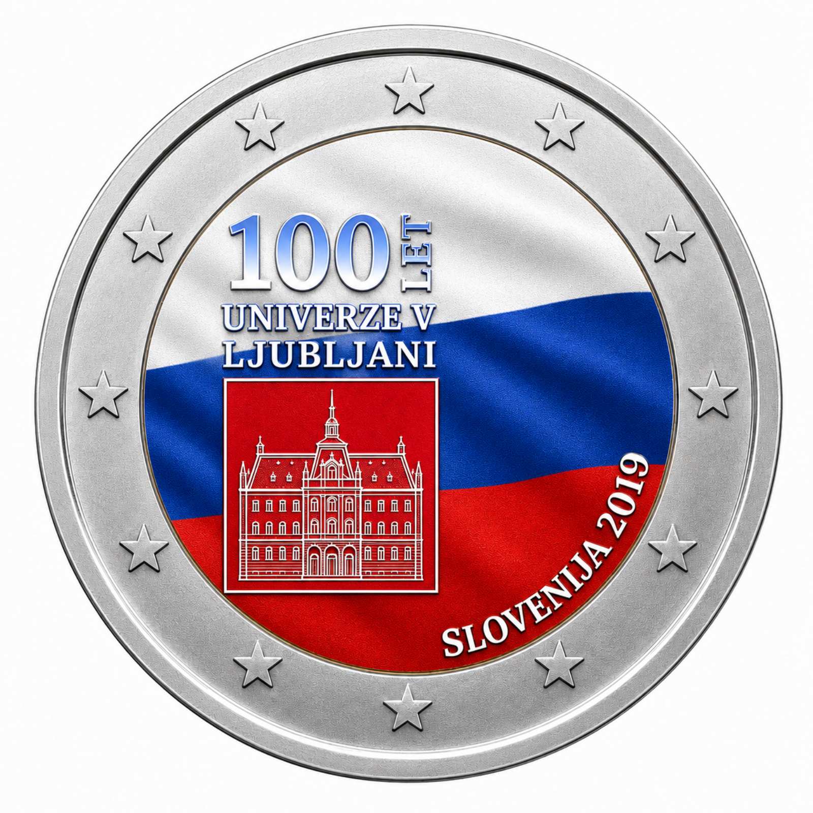 2 Euros University of Ljubljana (Coloured)